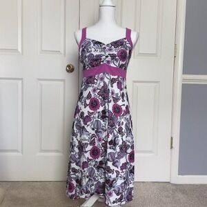 NWT prAna Amaya Dress Orchid Retro‎ Floral Veeda Fabric Size M Yoga Eco-Friendly